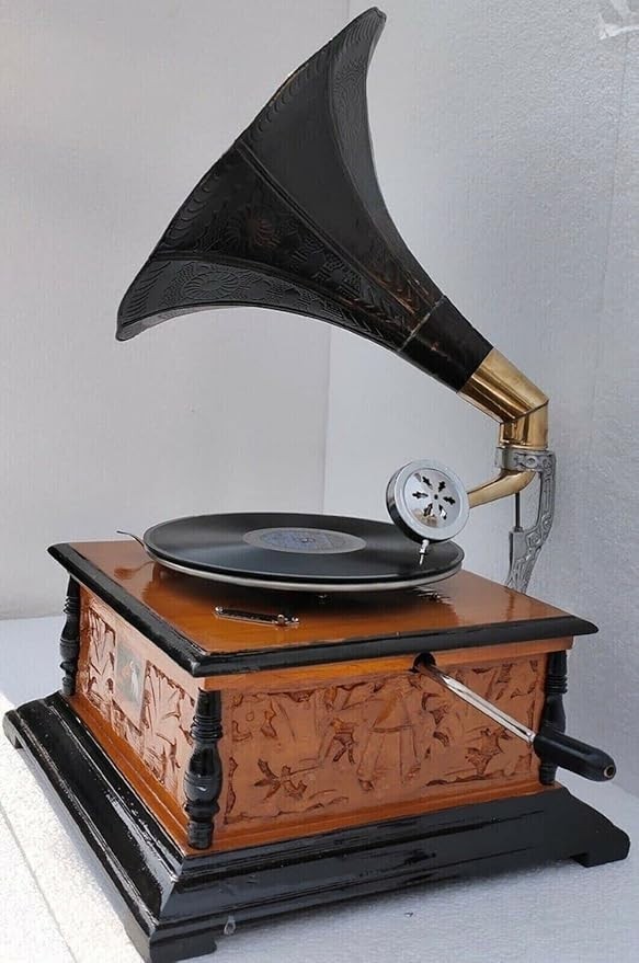 Vintage Style HMV Gramophone Player – Working Wind-Up Phonograph Record Player