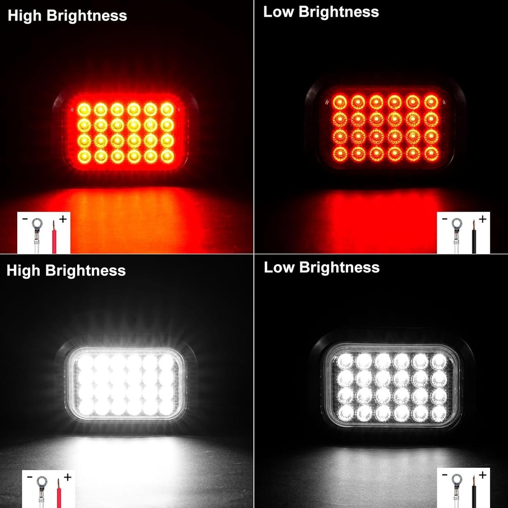 LED Trailer Light Kit 6 Pc Red White Rectangle New