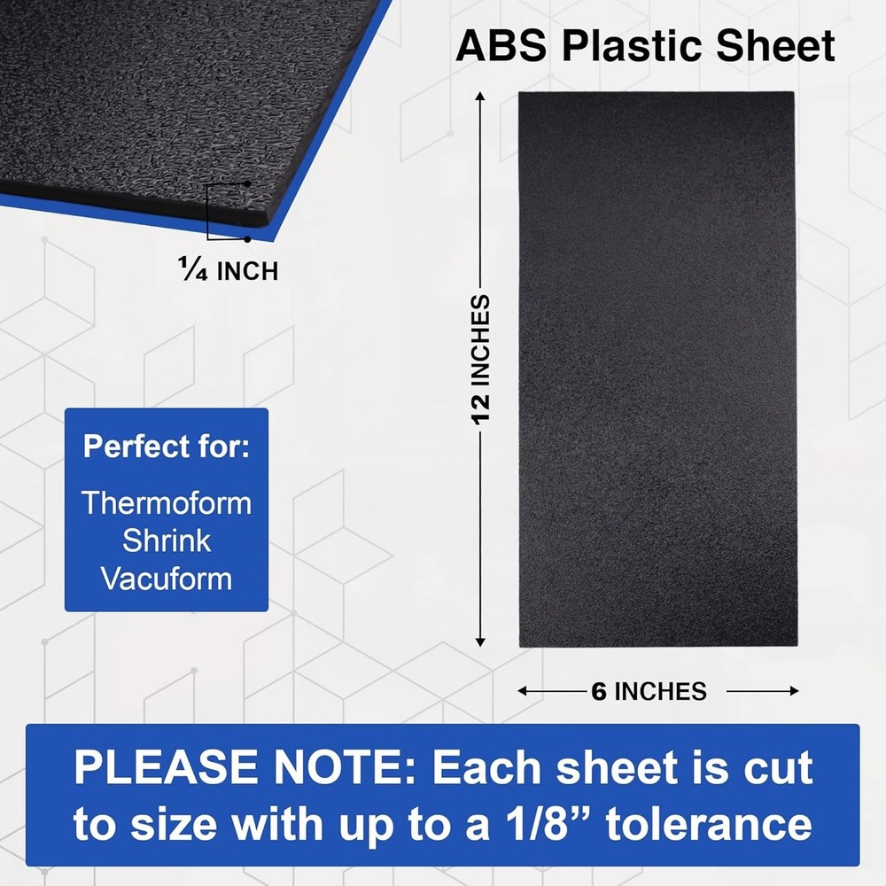 Versatile 1/4" Thick ABS Plastic Sheet - Ideal for Engineering & DIY Projects