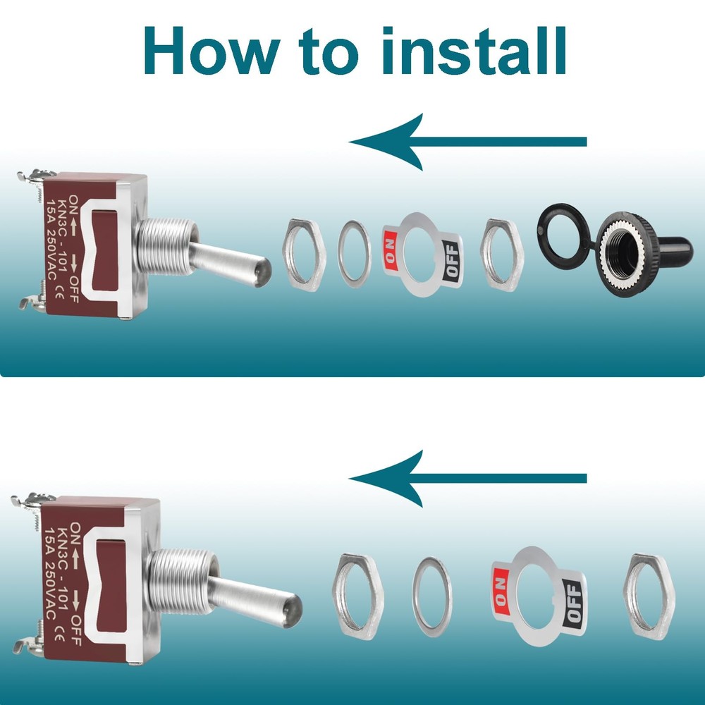 Toggle Switch 12v DC 30A, 2Pack 2Pin SPST ON Off Switch with Waterproof Boot ...