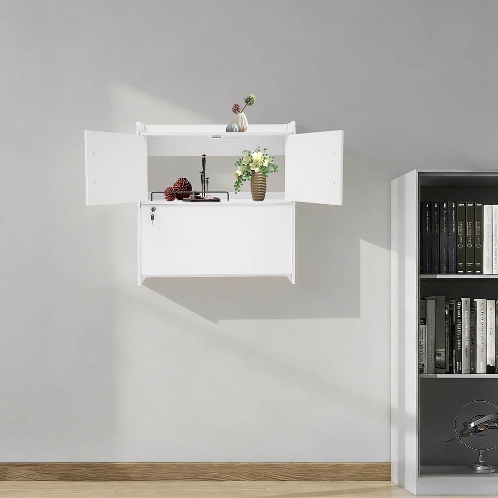 Wall Mounted Desk Cabinet Multifunctional Fold Down Laptop Table Folding Table