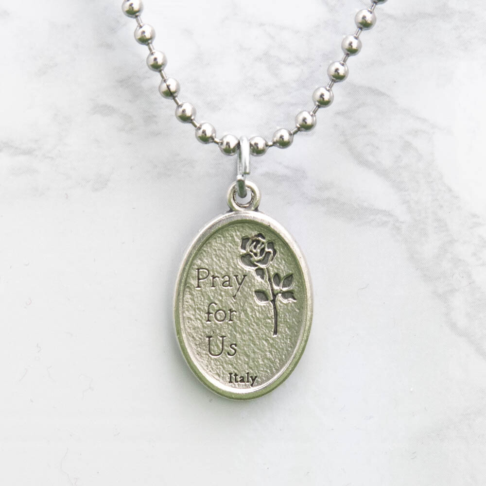 Saint St Francis Of Assisi Pray For Us 1" Medal Pendant Necklace 24" Chain Italy