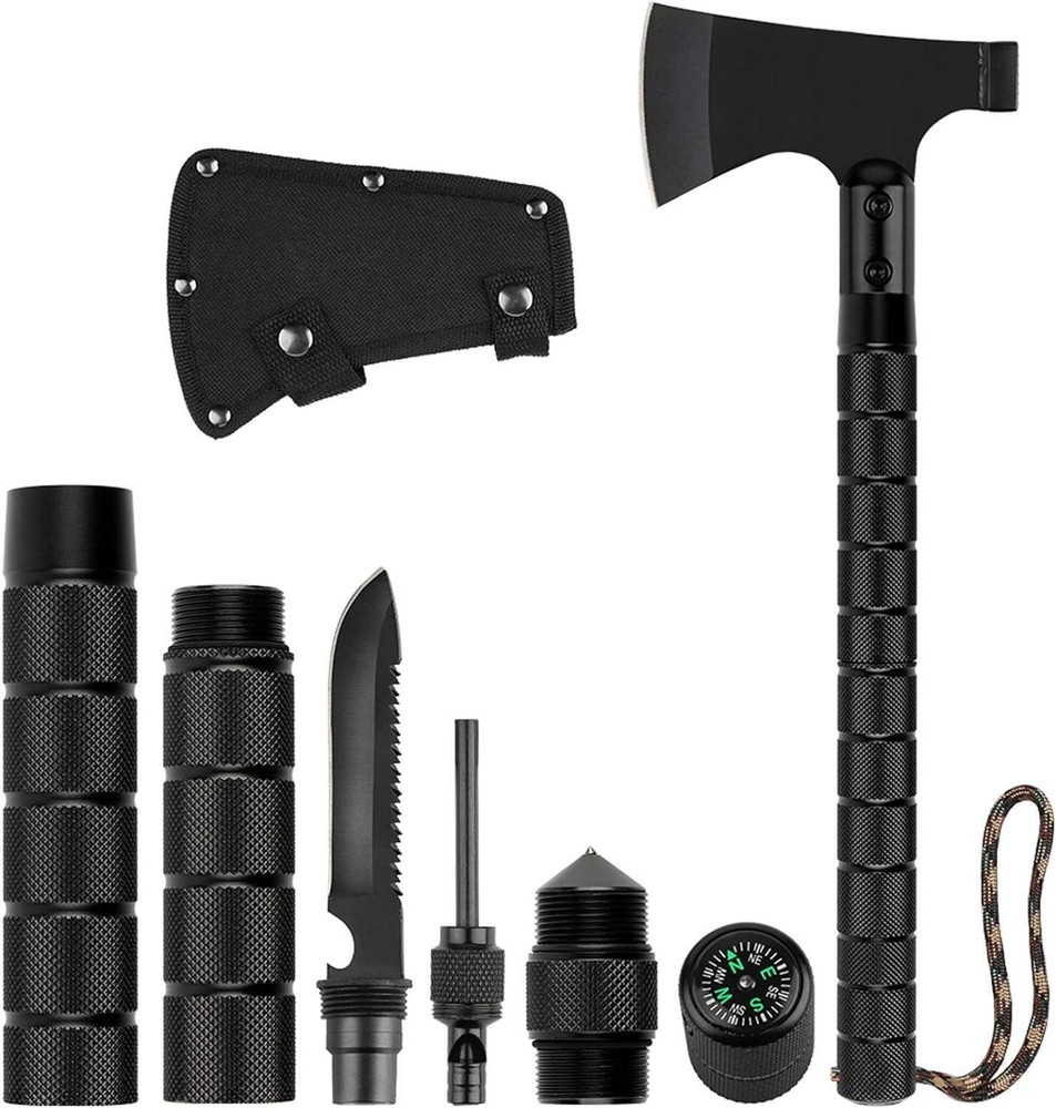 Survival Hatchet & Camping Axe with Fixed Blade Knife Combo Set(Bulk 3 Sets)