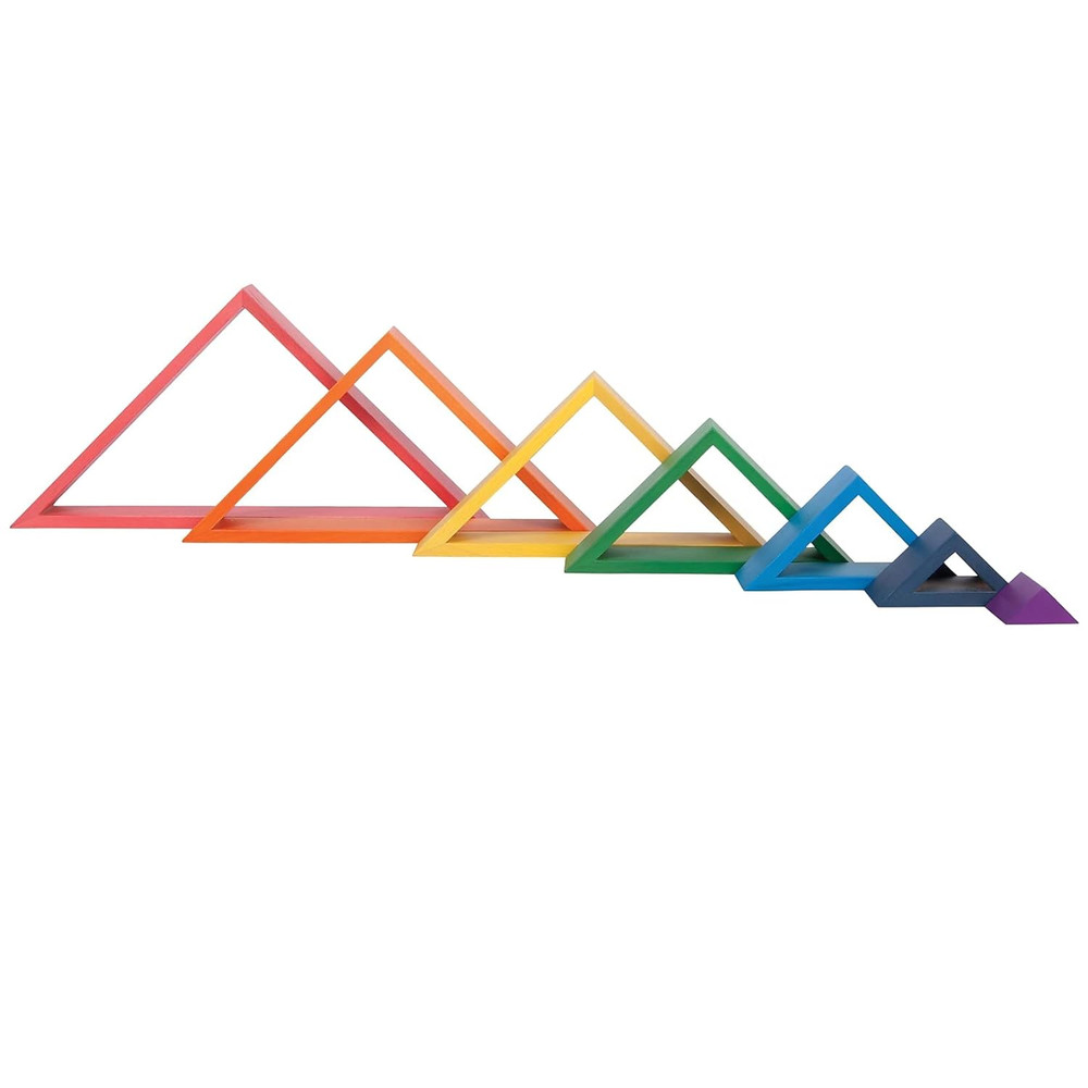 - 73418 Wooden Rainbow Architect Triangles - Nesting Puzzle - Stacking Blocks fo