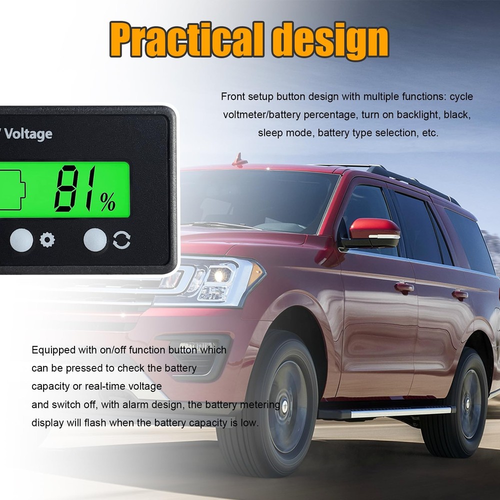 Golf Cart Battery Meter LCD Voltage Capacity Indicator