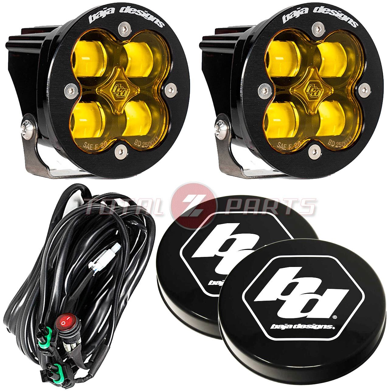 Baja Designs™ Squadron-R SAE LED Amber Fog Lights Pair, Wiring & Rock Guards