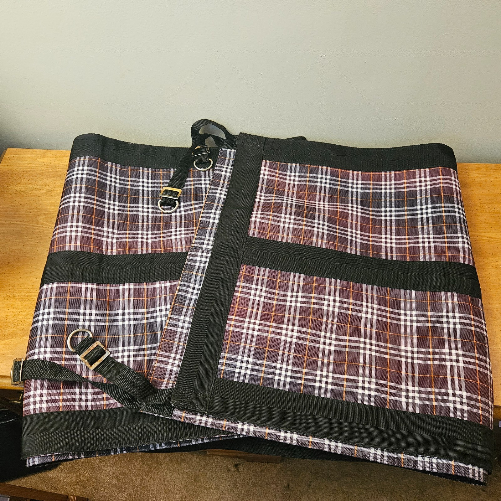 Kensington Aisle Guard Adjustable Burgundy Orange White Plaid Used