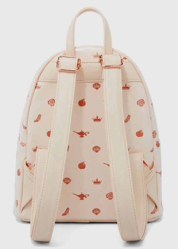 Loungefly Mini Backpack: Princess Icon Iridescent Pink Rose Gold Crown Print