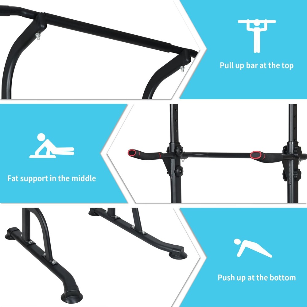 Power Tower Dip Station Pull Up Bar Exercise Tower, Adjustable Height Dip Bar...