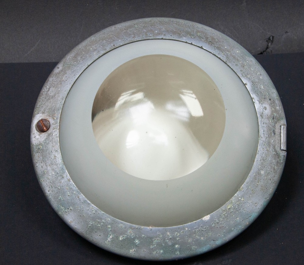 OLD Machine Age Art Deco Inner Train Ceiling Light Railroad Henry Dreyfus