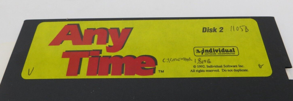ANY TIME 5.25" Floppy Disk Vintage 1992 Computer Software Discs