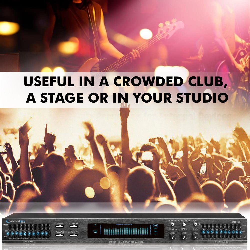 Technical Pro Professional Dual 10 Band Equalizer with Individual LED Indicators