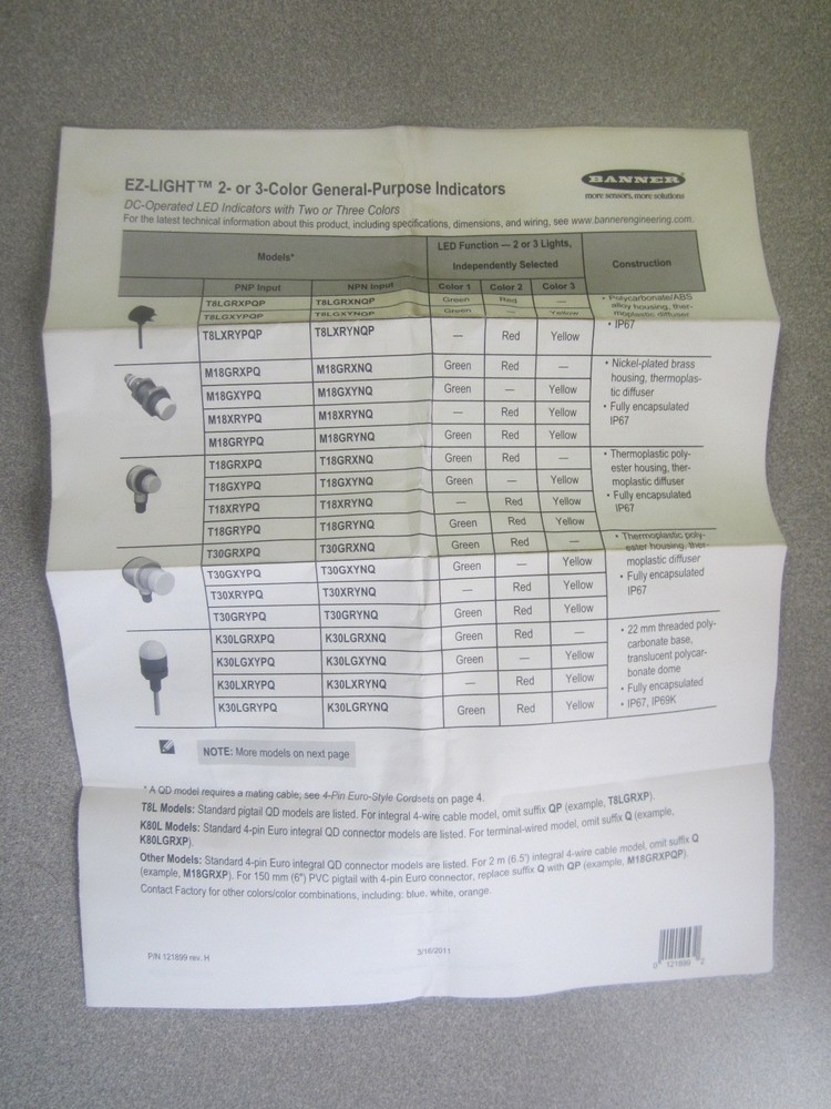 Banner K50LGRXPQ 2 Color Red/Green Indicator Light