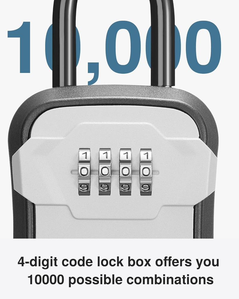 Lock Box, Key Lock Box Wall Mount & Portable Combination Lockbox with Resettable