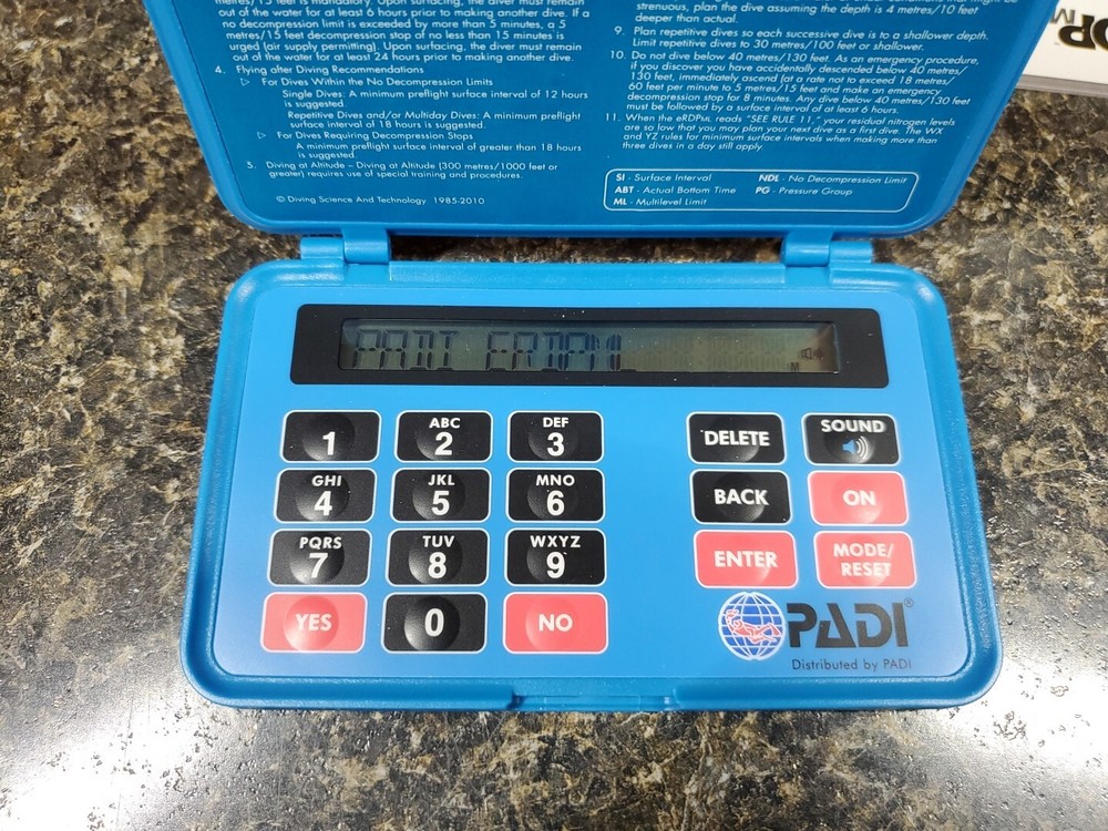 PADI eRDPml Multilevel Recreational Dive Planner