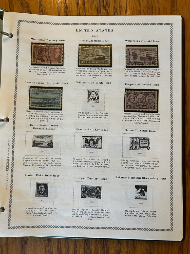 Scott Pony Express United States (US) Stamp Album 50+ Stamps Included 1893-1973