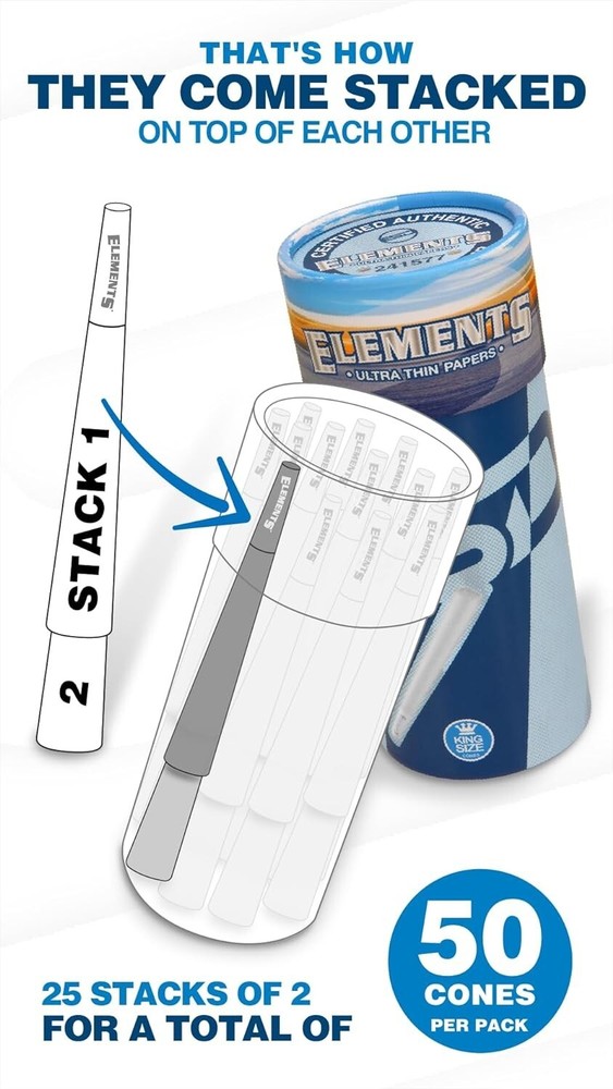 Elements Pre-Rolled Cones King Size Variation (50 Pack with Loader)
