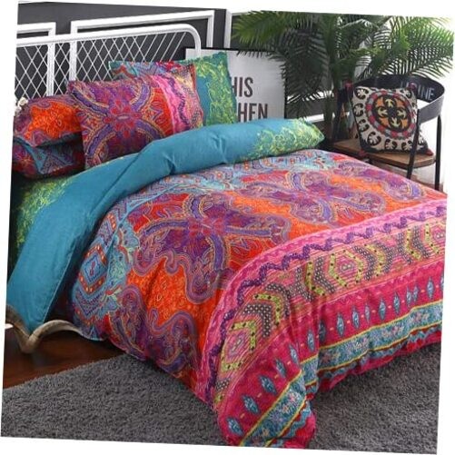 Bohemian Comforter Set Ultra Soft Microfiber Reversible Alternative Queen Boho