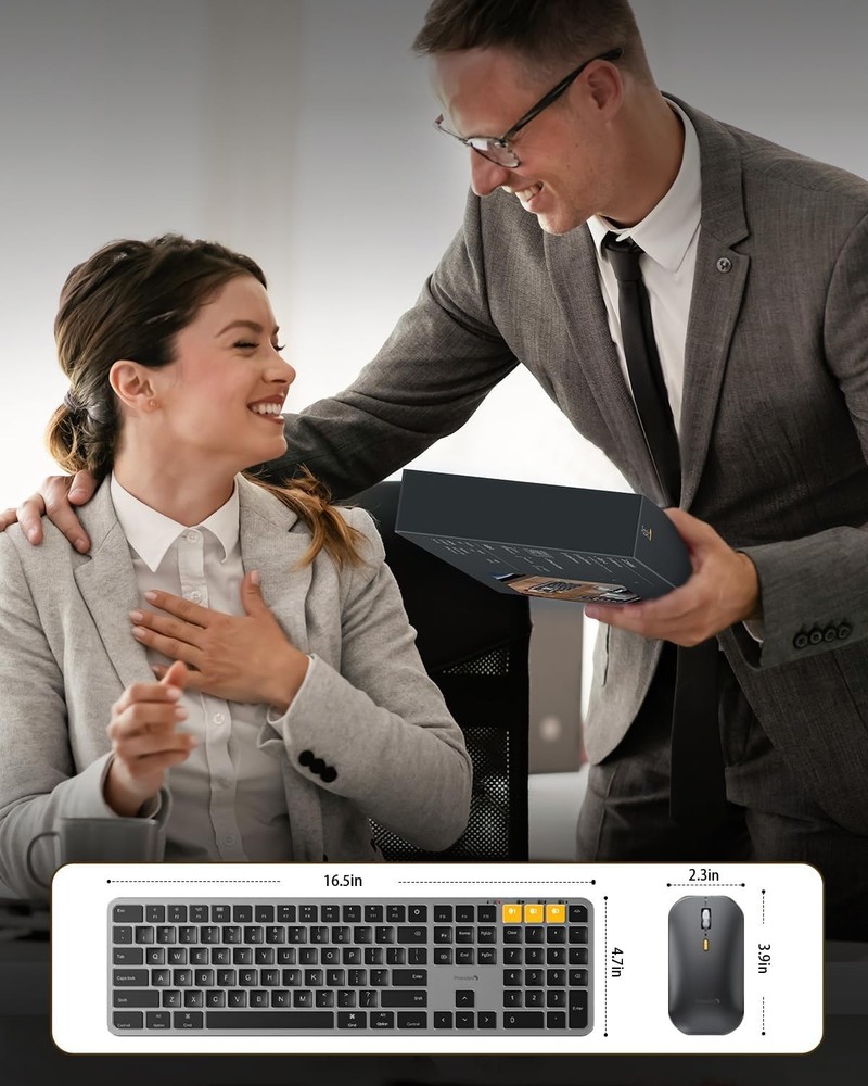 Quiet Typing Backlit Bluetooth Keyboard & Mouse for MacBook Pro/Air, Space Gray