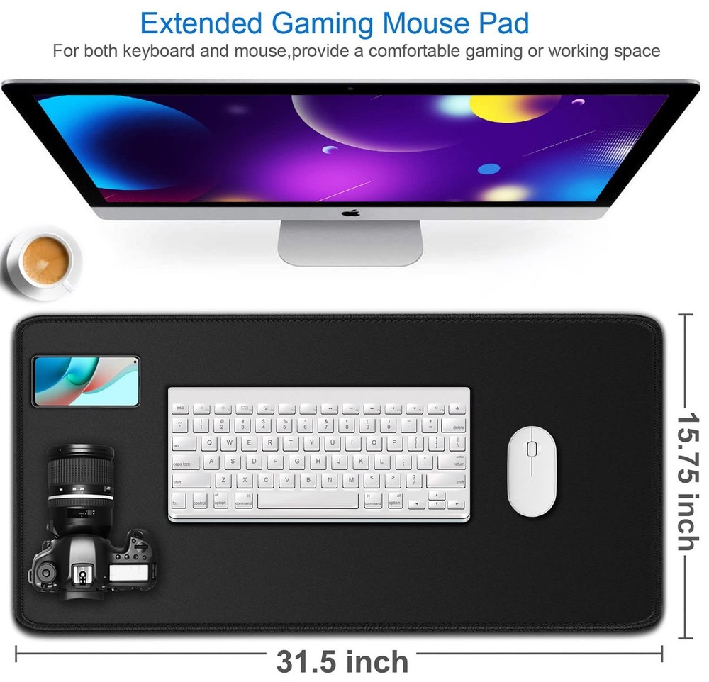 Large Gaming Mouse Pad, 31.5x15.7 inch Large Extended Computer Keyboard Mouse...