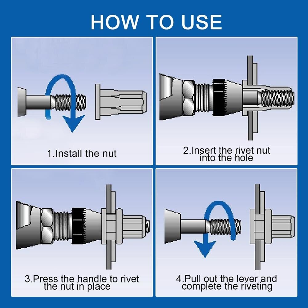 10x M3-M12 Flat Head Metric Threaded Blind Rivet Nut Insert Rivnut Nutsert Screw