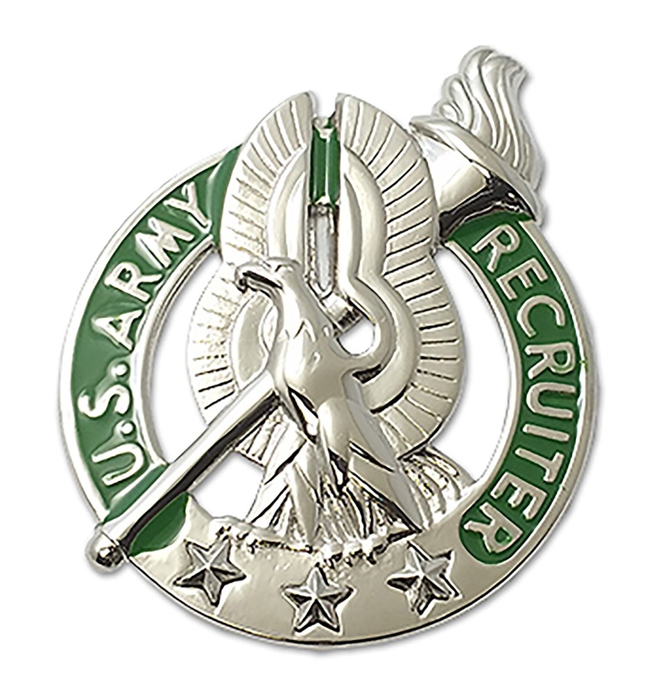 U.S. Army Recruiter Basic Silver BRITE Badge Regulation Full Size (each)