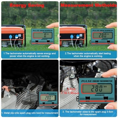 Digital Induction Chainsaw Tachometer - 2 & 4 Stroke Engine LCD Display Gauge