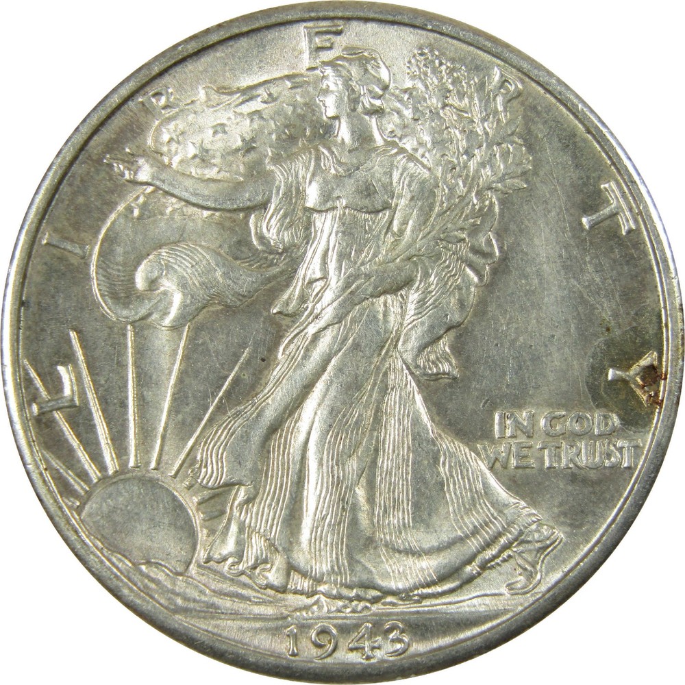 1943 D Liberty Walking Silver Half Dollar Borderline Uncirculated