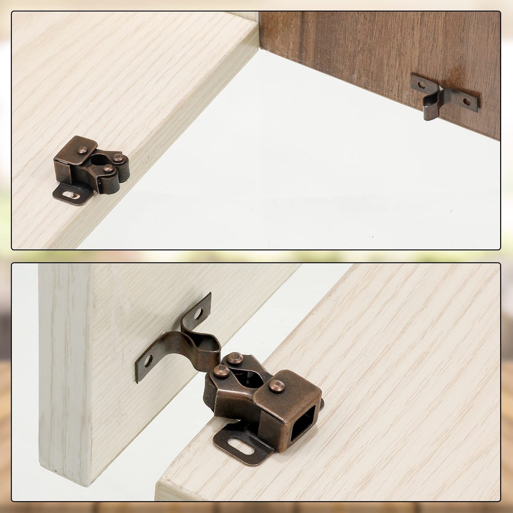 20Pcs Cabinet Latches, Double Roller Catch, Door Hardware, Kitchen Use, Brown
