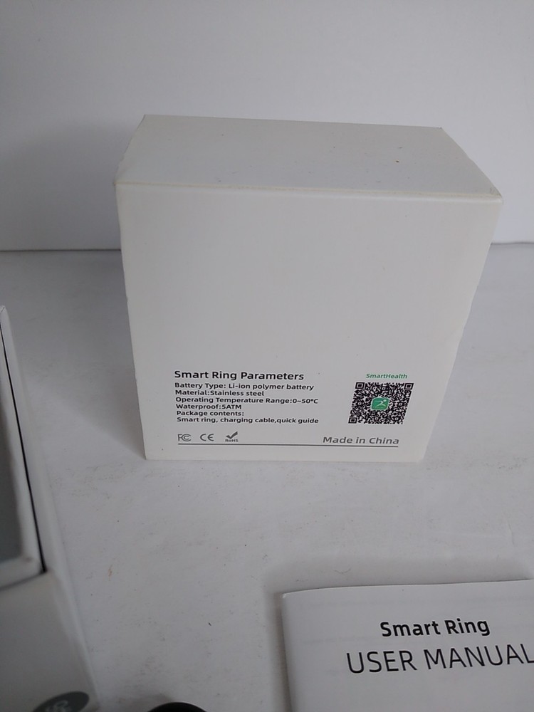 Smart Ring Health Tracker Silver Size 9 OPEN BOX With Charging Cable