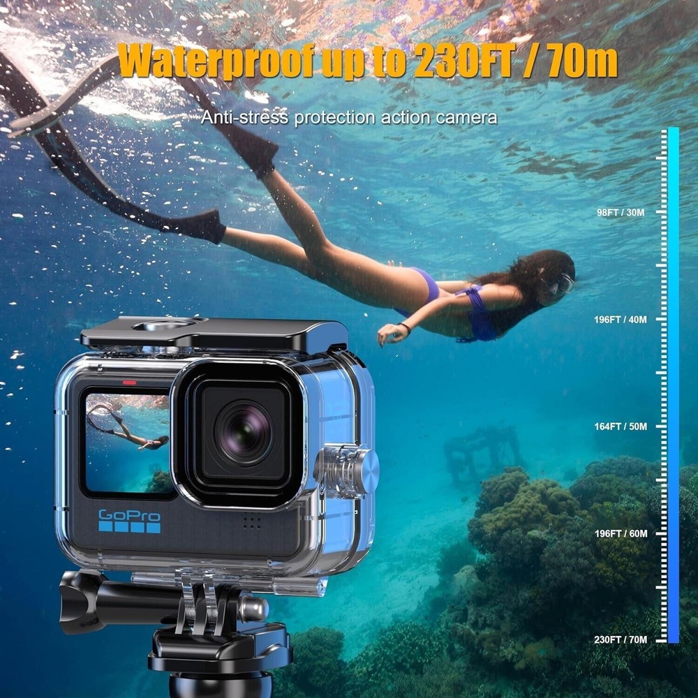 Waterproof Case for Go Pro Underwater - 196ft Depth, Floating Handle, High #C16