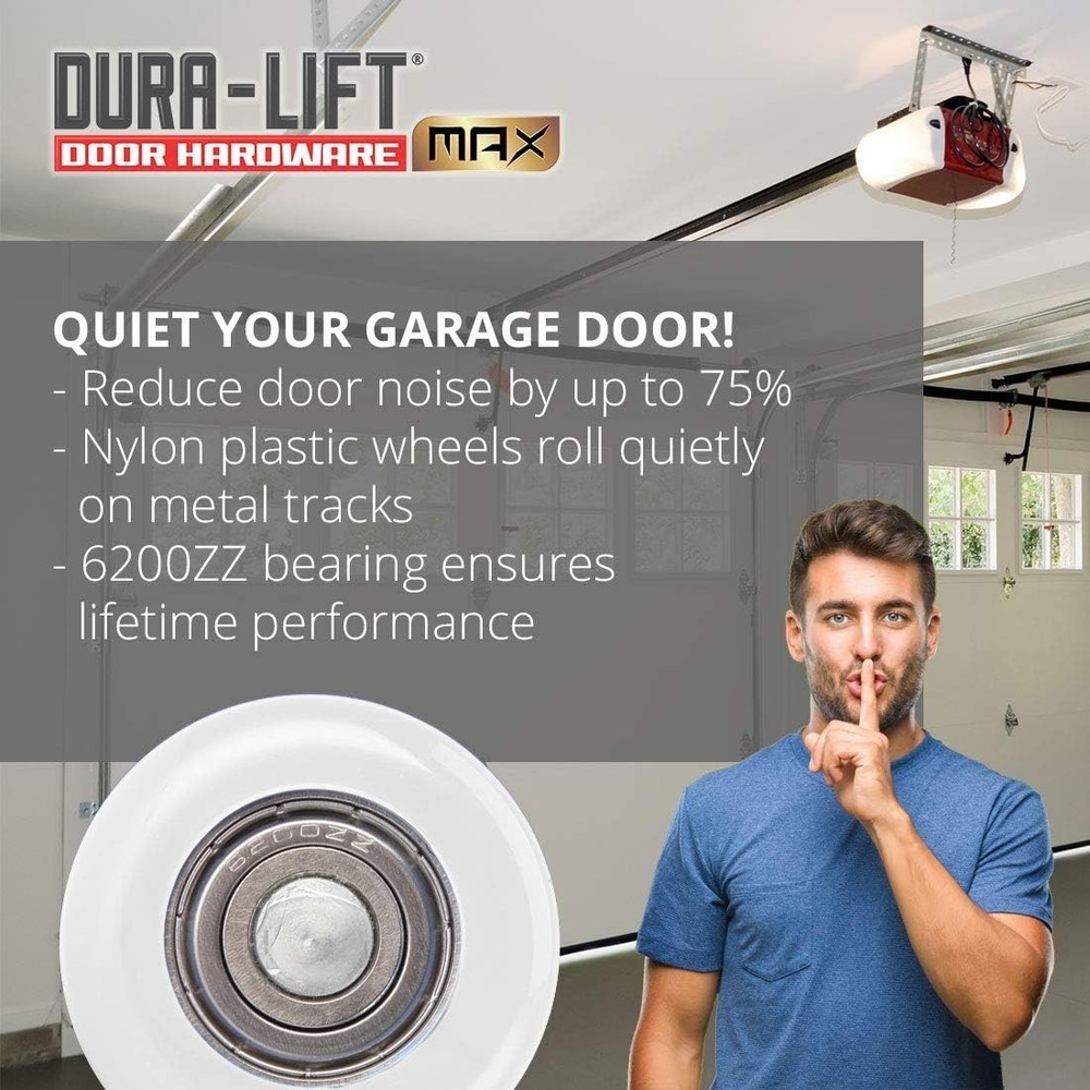 Long-Lasting Nylon Rollers for Garage Doors, 12-Pack