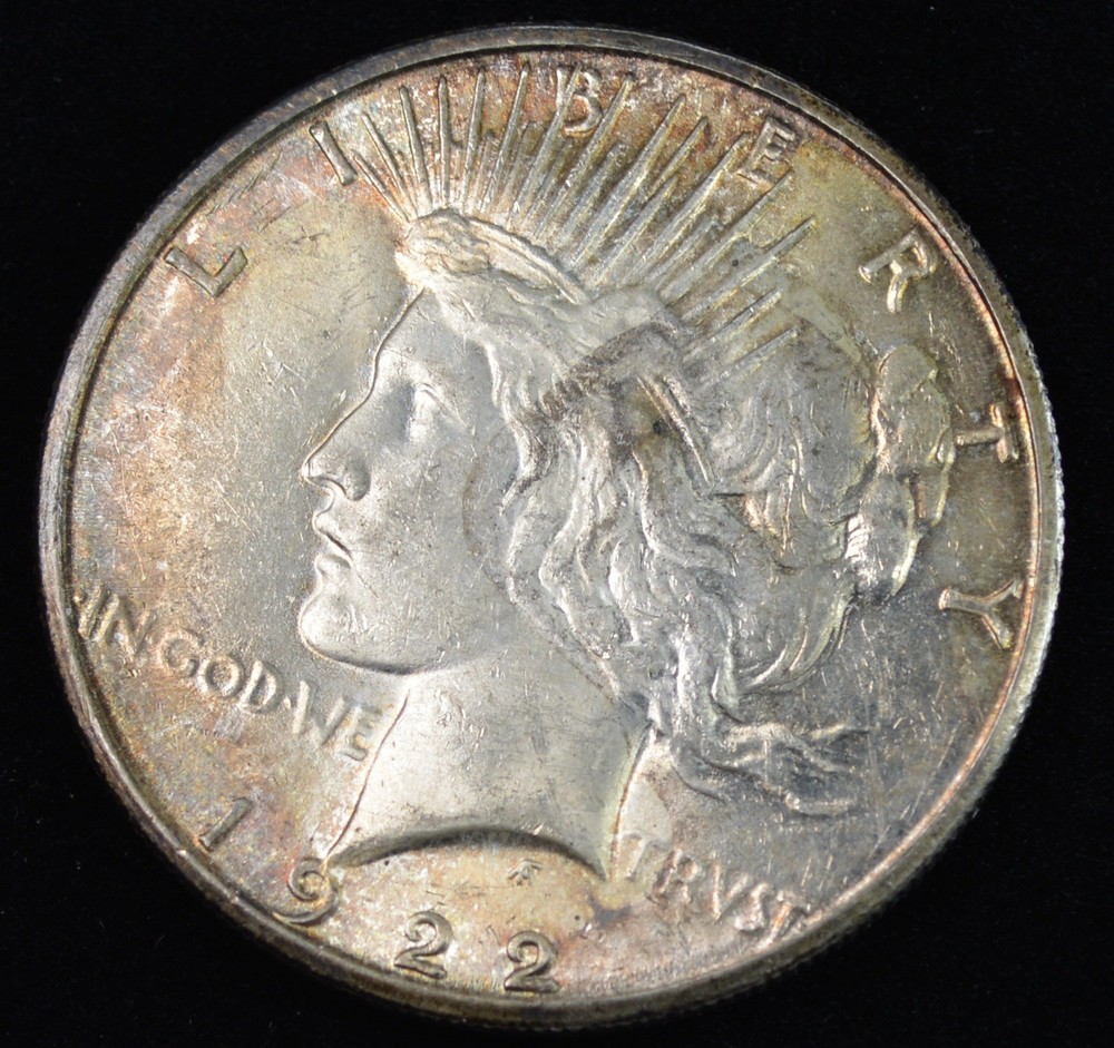 Toned 1922 Peace Dollar $1 -UNC Nice Toning
