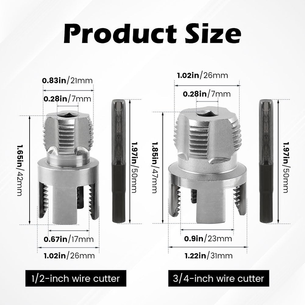 2X 1/2'' & 3/4'' Integrated Internal & External Pipe Threading Tool for PPR PVC