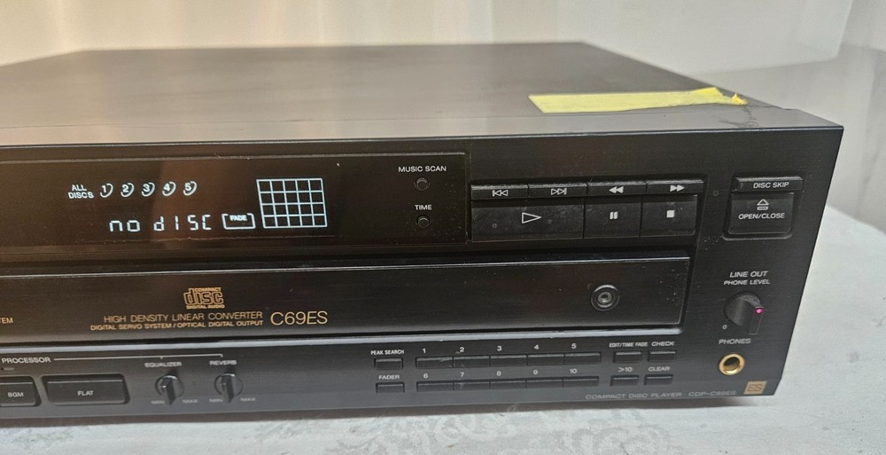 Sony CDP-C69ES 5 Disc Carousel CD Player Changer NO Remote WORKING