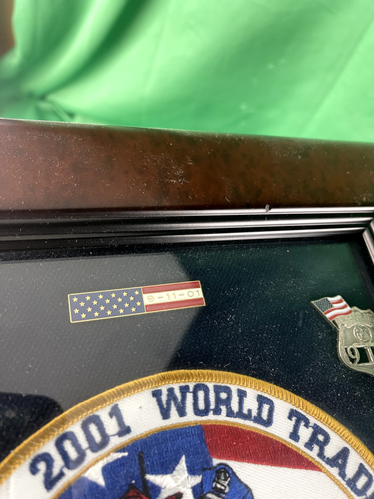 World Trade Center Fallen Heroes Patch & 9/11 Pins Frame