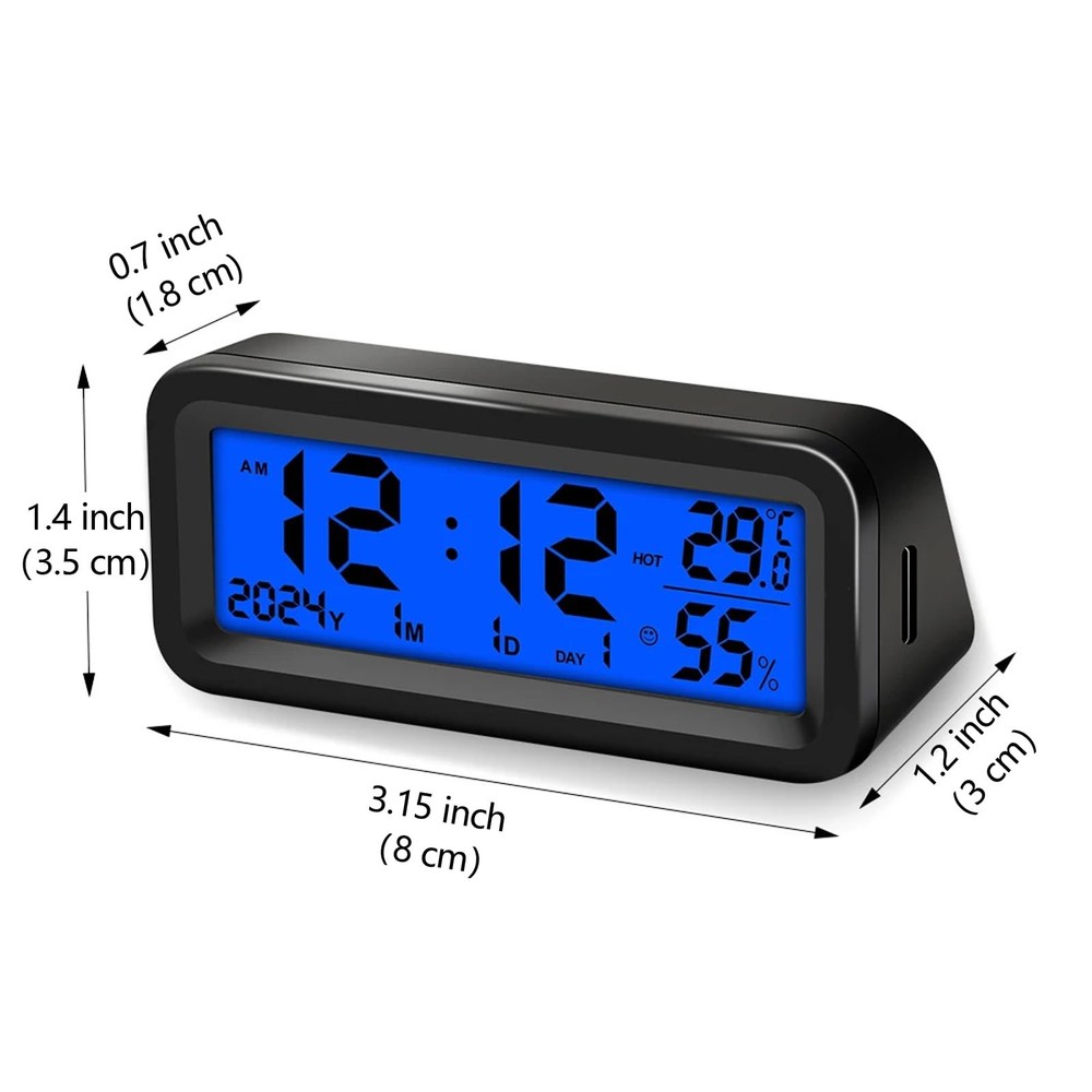Timloon Car Dashboard Clock with Automatic Backlight at Small, Black