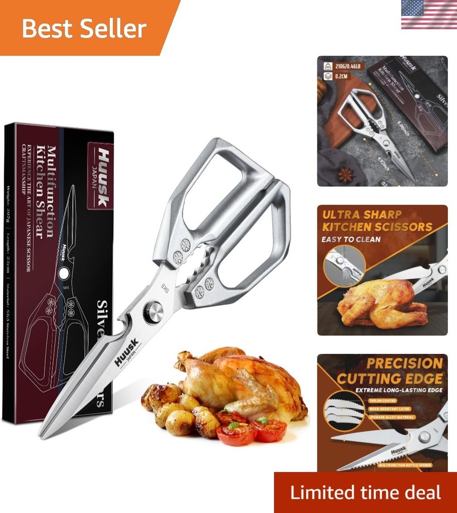 Kitchen Scissors All Purpose - Stainless Steel Kitchen Shear, Sharp Silver Me...