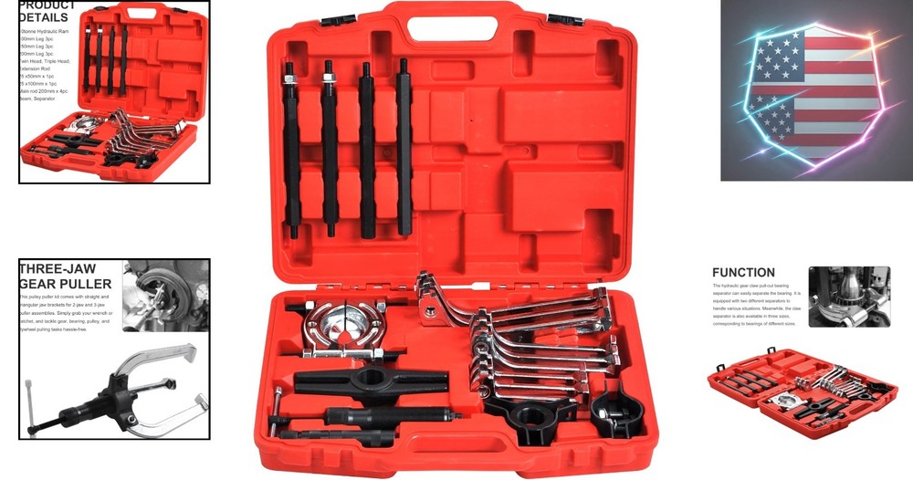 10 Ton Hydraulic Gear Jaw Pulling Bearing Separator Puller Set Kit