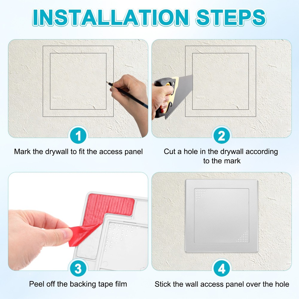 2-Pack Access Panel for Drywall, 6x6" Plastic [Silver Tone, Vented Square]