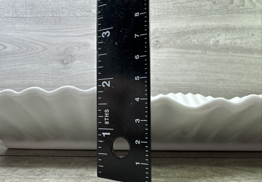 Bianco Nero Serving Platter Rectangular Ripple Design 10" x16" White