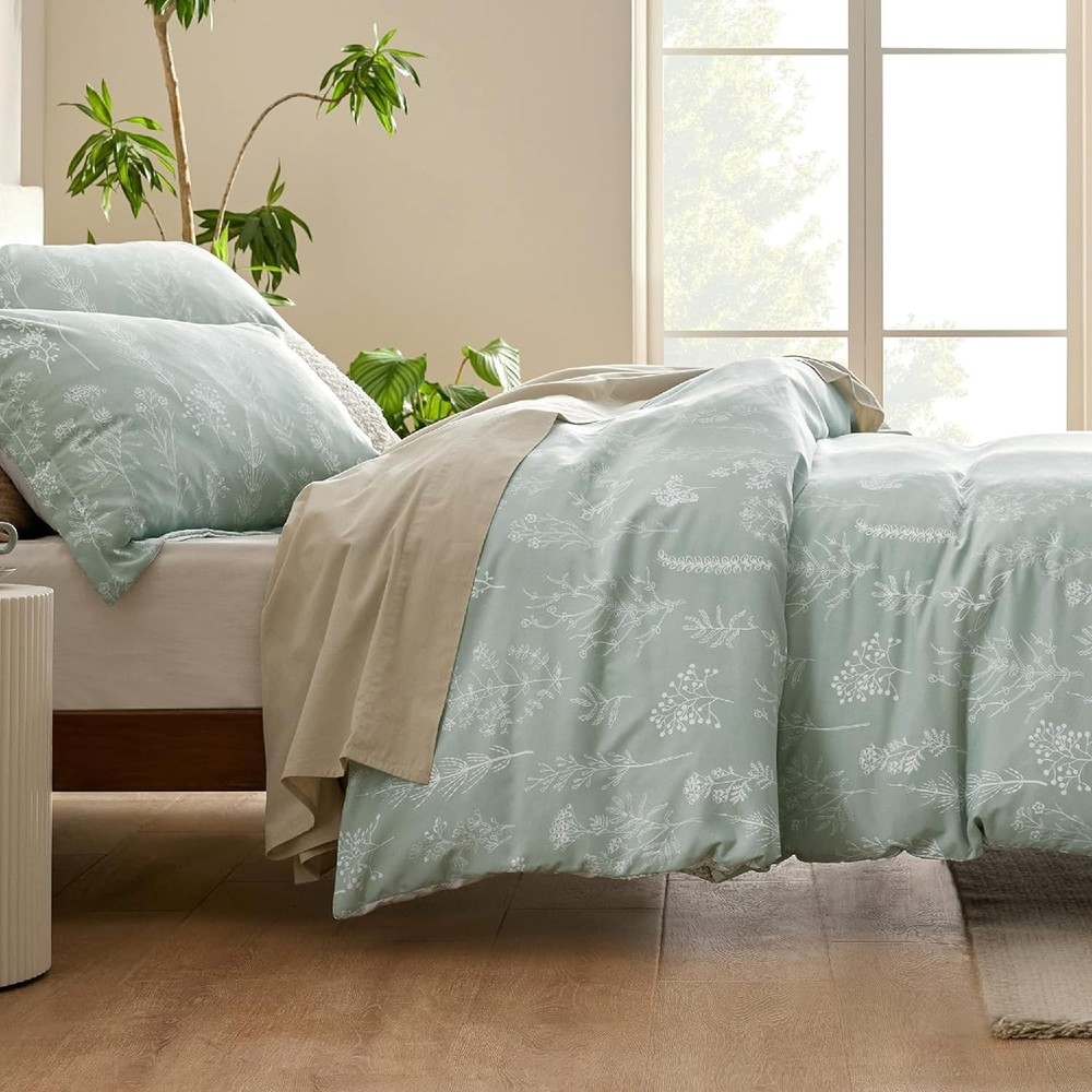 King Size Down Comforter Set - Sage Green Bedding Trio