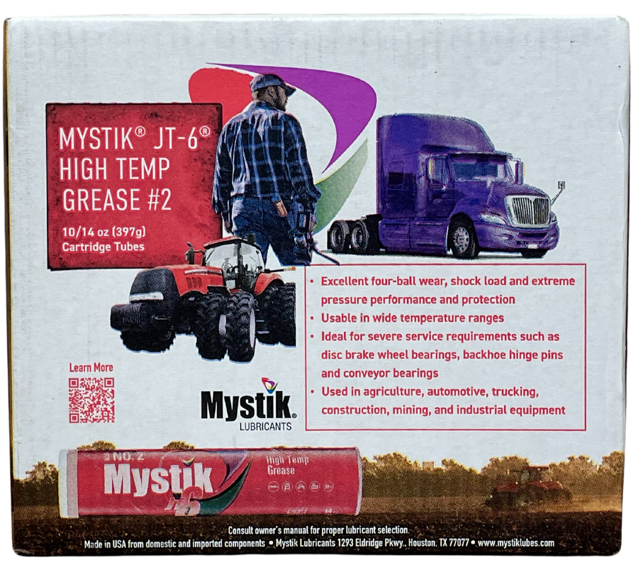10 Pack Mystik JT-6 Hi-Temp #2 Grease; NLGI GC-LB Red No.2; (10) 14oz tubes