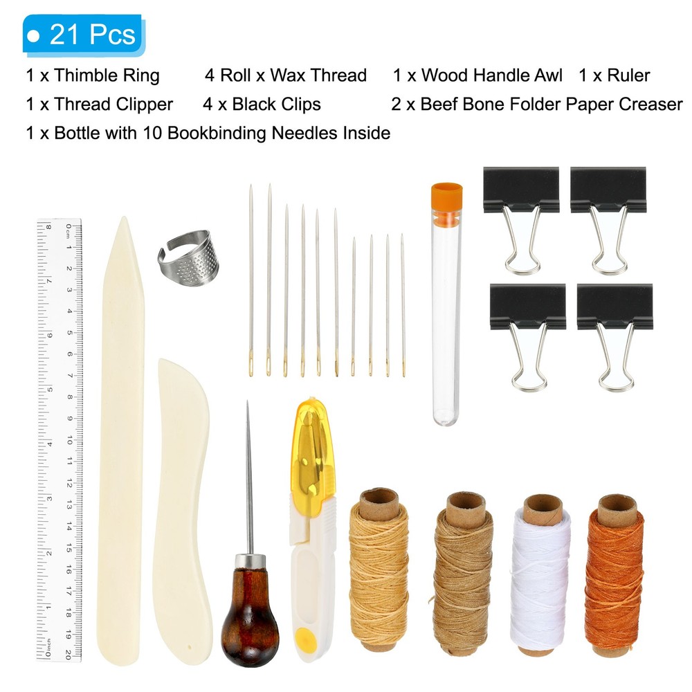 Bookbinding Kit, 21 Pieces Bookbinding Supplies Hand Book Binding Tool