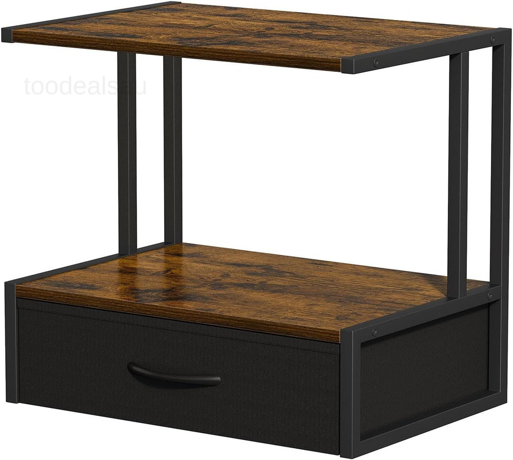 Printer Stand with Storage for Desk, Fabric Drawer Desktop Brown