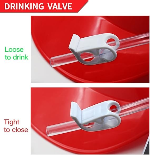 Drinking Helmet - Can Holder Drinker Hat Cap with Straw for Beer and Soda Red