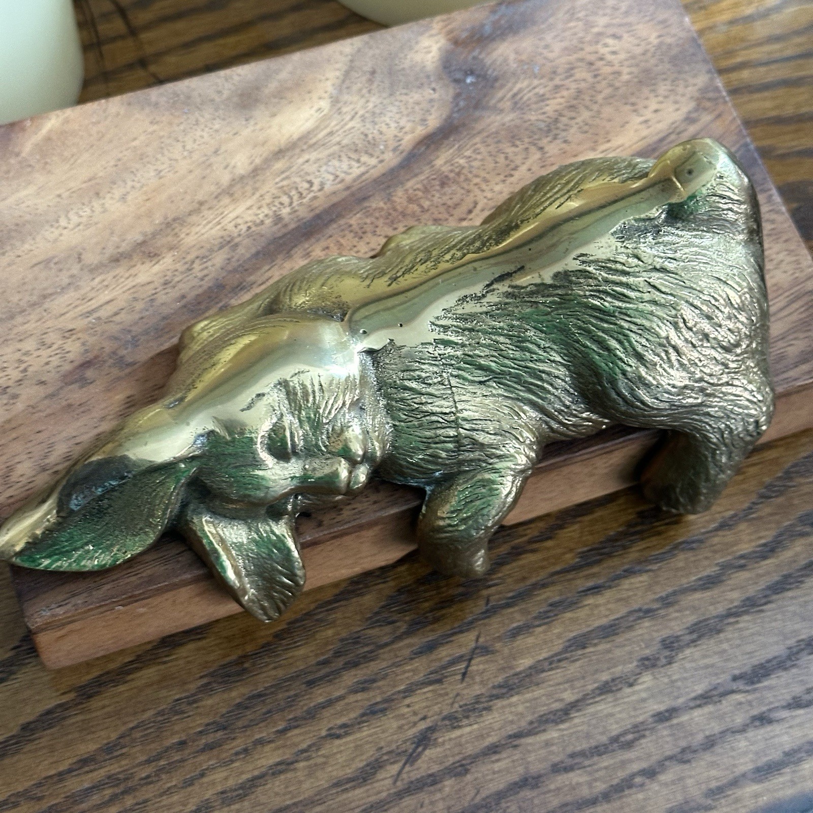 Vintage Sleeping Brass Bunny Rabbit Shelf Sitter