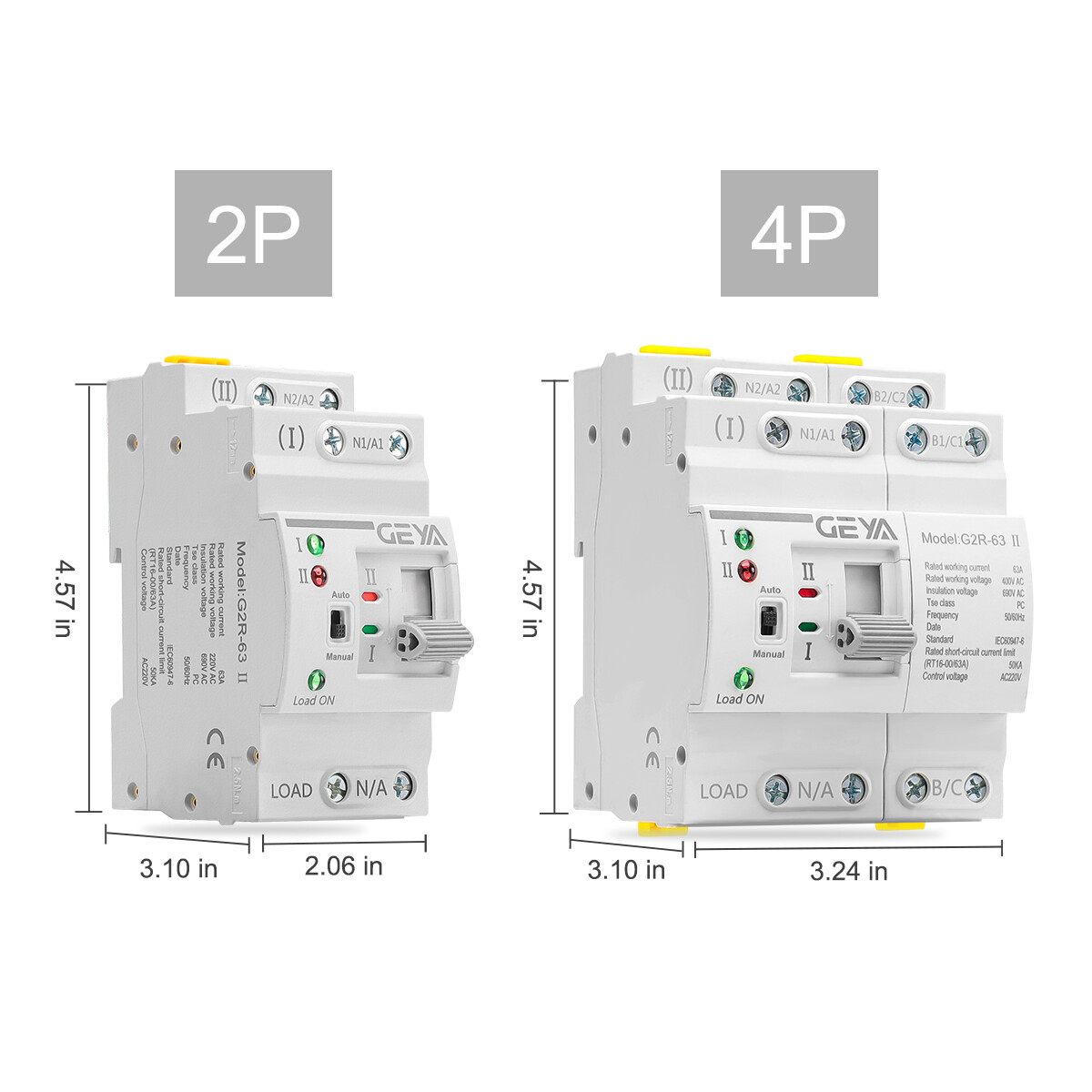 GEYA Mini Dual Power 4P 63A 220V Automatic Transfer Switch For Grid PV Solar