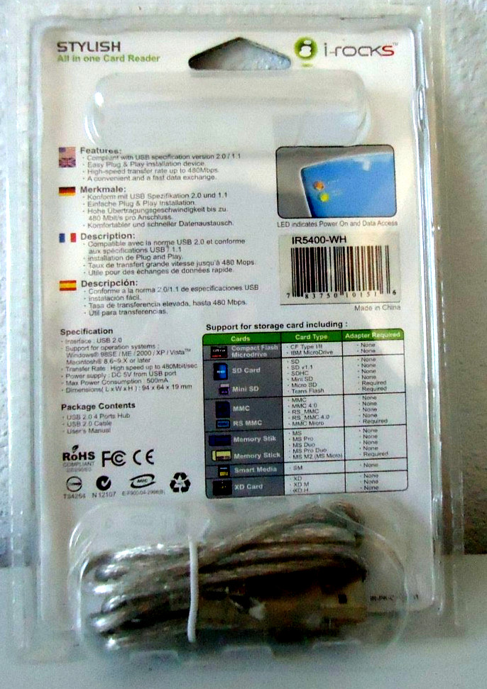 I-rocks IR-5400 STYLISH Multi Card White Reader