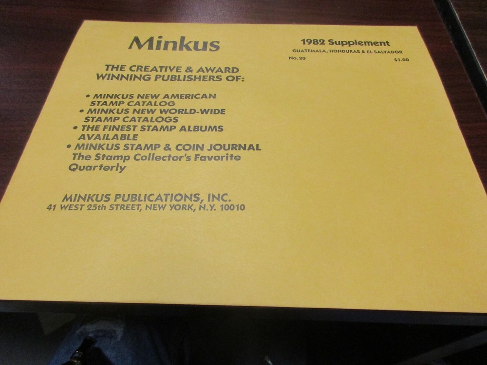 "MINKUS"1982 SUPPLEMENT GUATEMALA, HONDURAS,EL SAL  #20  W/FREE SHP.